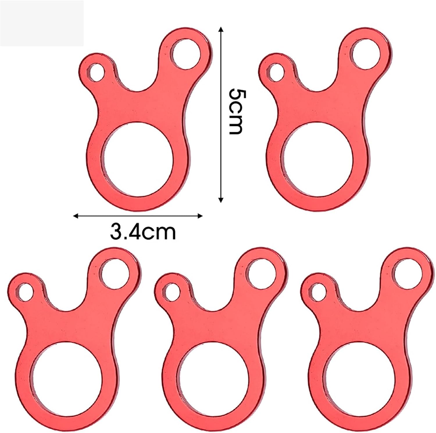 Rope Tensioner 50pcs Tent Rope Buckle 3 Hole Outdoor Camping Aluminium Alloy Tensioner Cord Fastener Hook(Red)