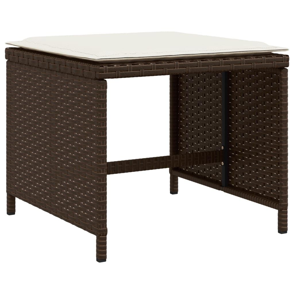 IKAYAA Set Tavolo da Giardino con Sedie da 7 Pezzi Set Pranzo Giardino Set Mobili da Giardino 7 Pezzi in Polyrattan Salotto da Esterno con Tavolo-Marrone-11 pz