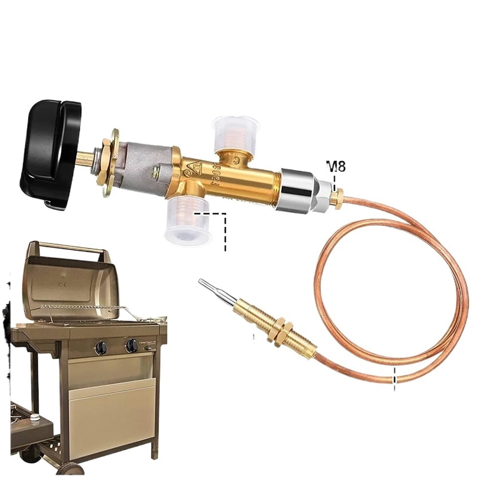 1 kit de válvula de control de seguridad de fallos de gas de baja presión para chimenea, calentador de gas, reemplazo de termopar 5/8-18UNF