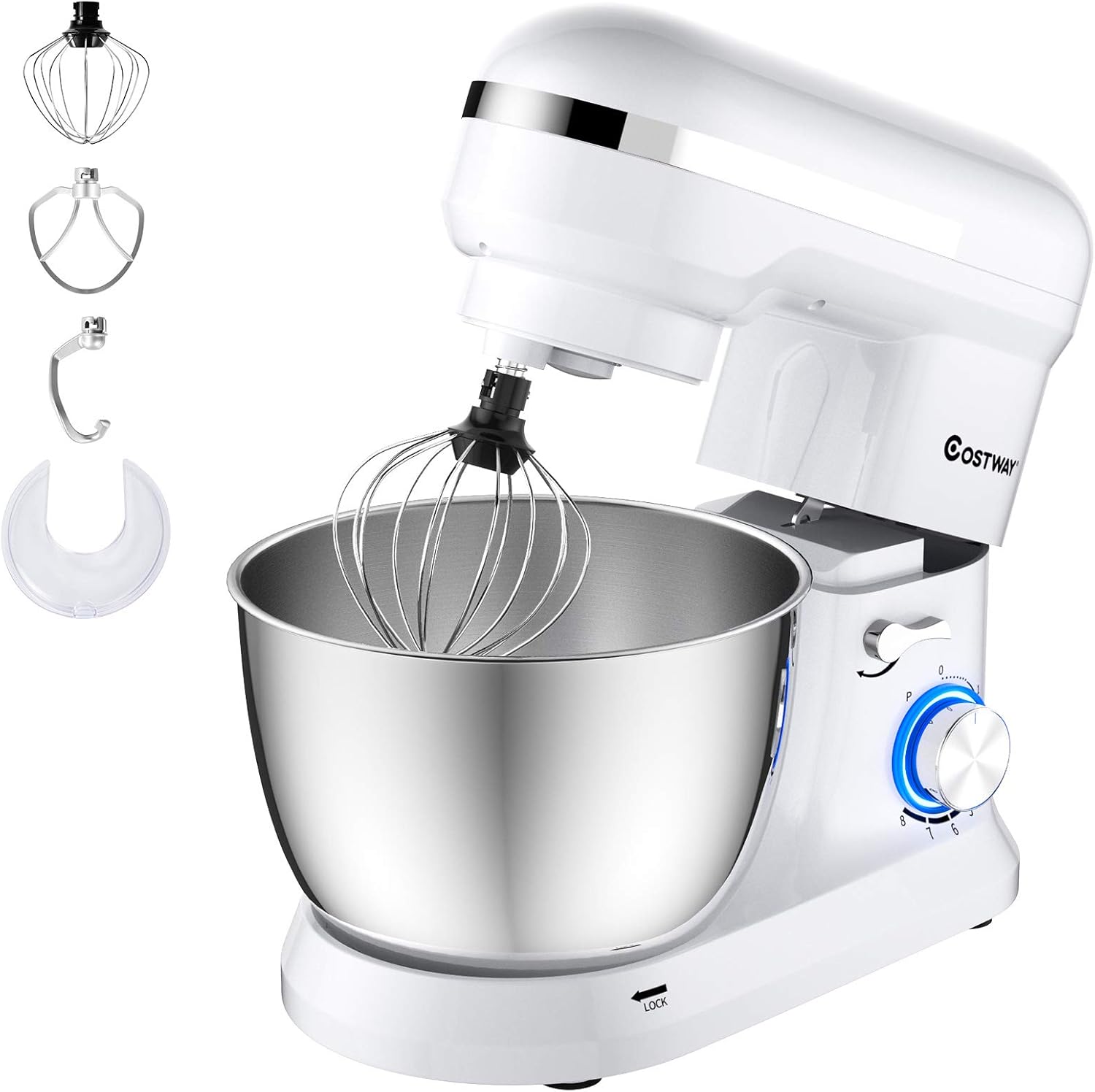 COSTWAY TiltHead Stand Mixer, 8speed Food Mixer with