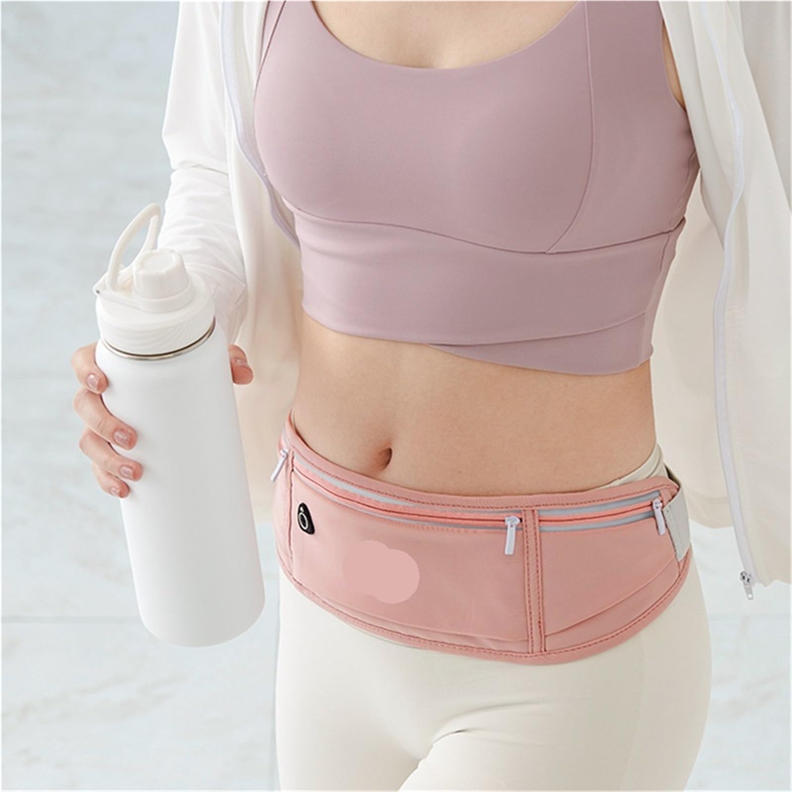 Riñonera Invisible Impermeable for Exteriores, riñonera Correr, Deportiva, Modelos Hombres y Mujeres, Bolsa de Fitness Oculta para Viajes, Correr(Pink)