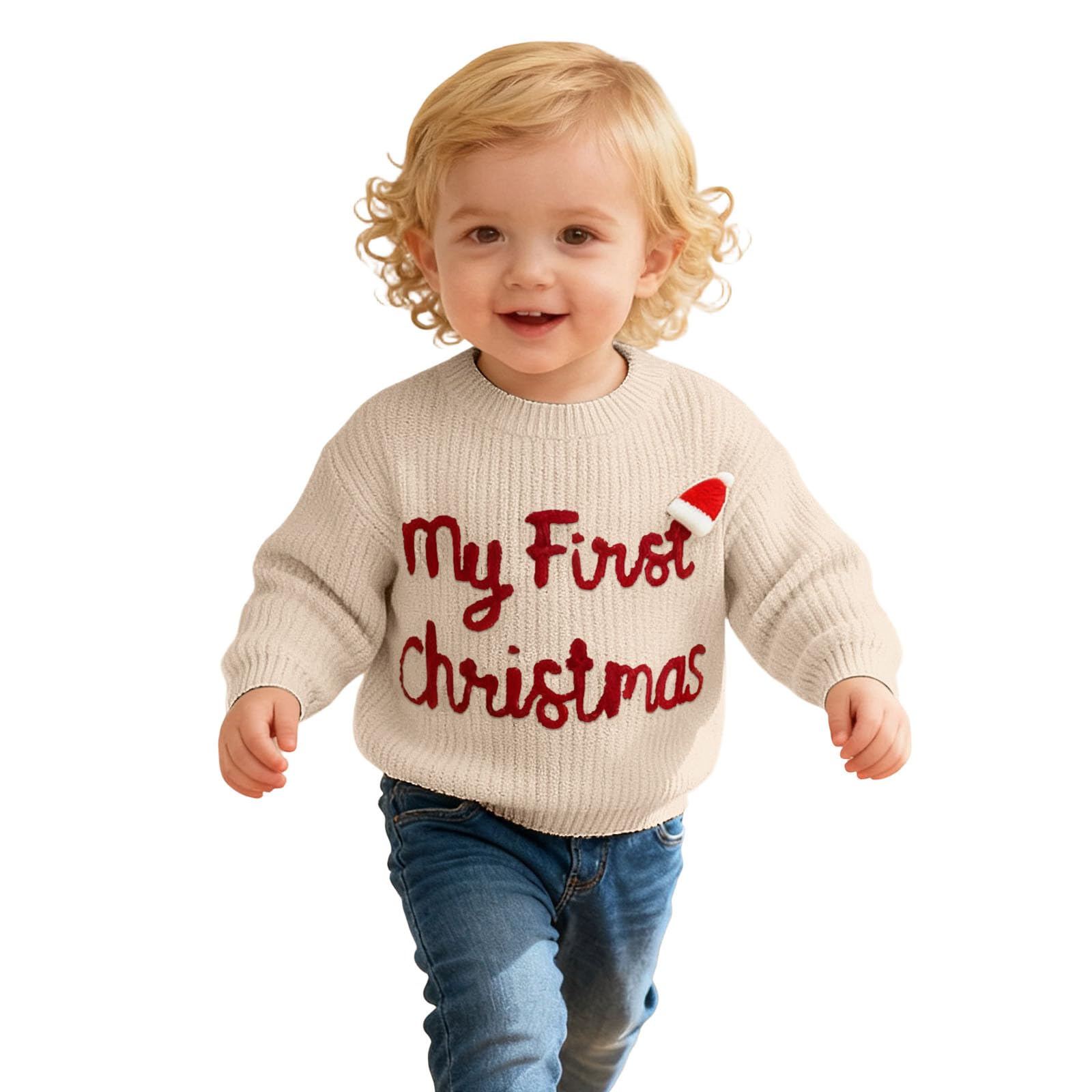 Baby Weihnachtsoutfit - Mädchen Junge Kinder Weihnachtspullover Christmas Outfit Weihnachten Gestrickt Pullover Weihnachtspulli Norweger Strickpullover Winter Warm Weihnachtskleidung