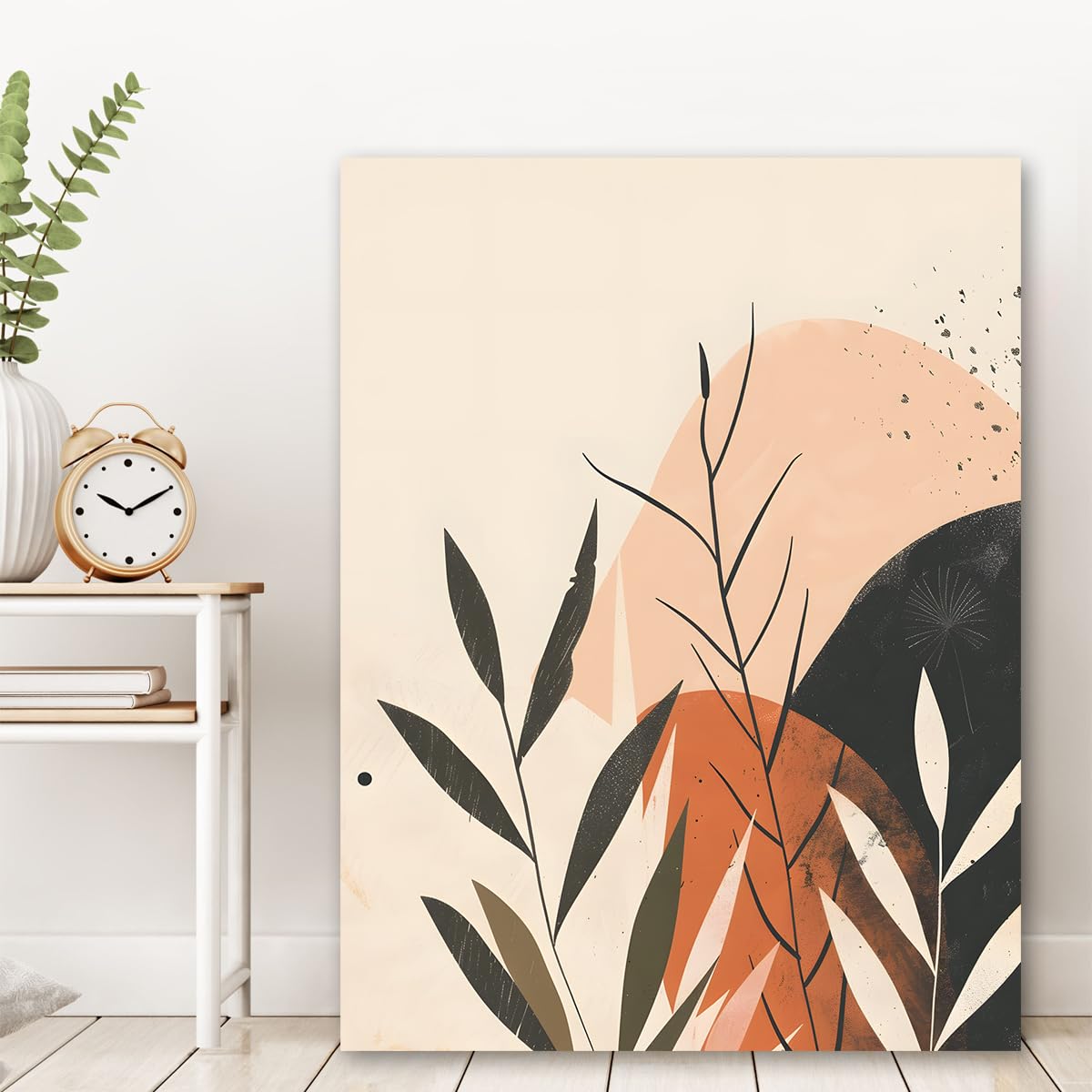 TOANGWALL Abstract Botanic Wall Art Modern Printing On Canvas Boho Nature Pictures Minimalist Design Poster Mural For Living Room Bedroom Decor 80x95cm No Frame