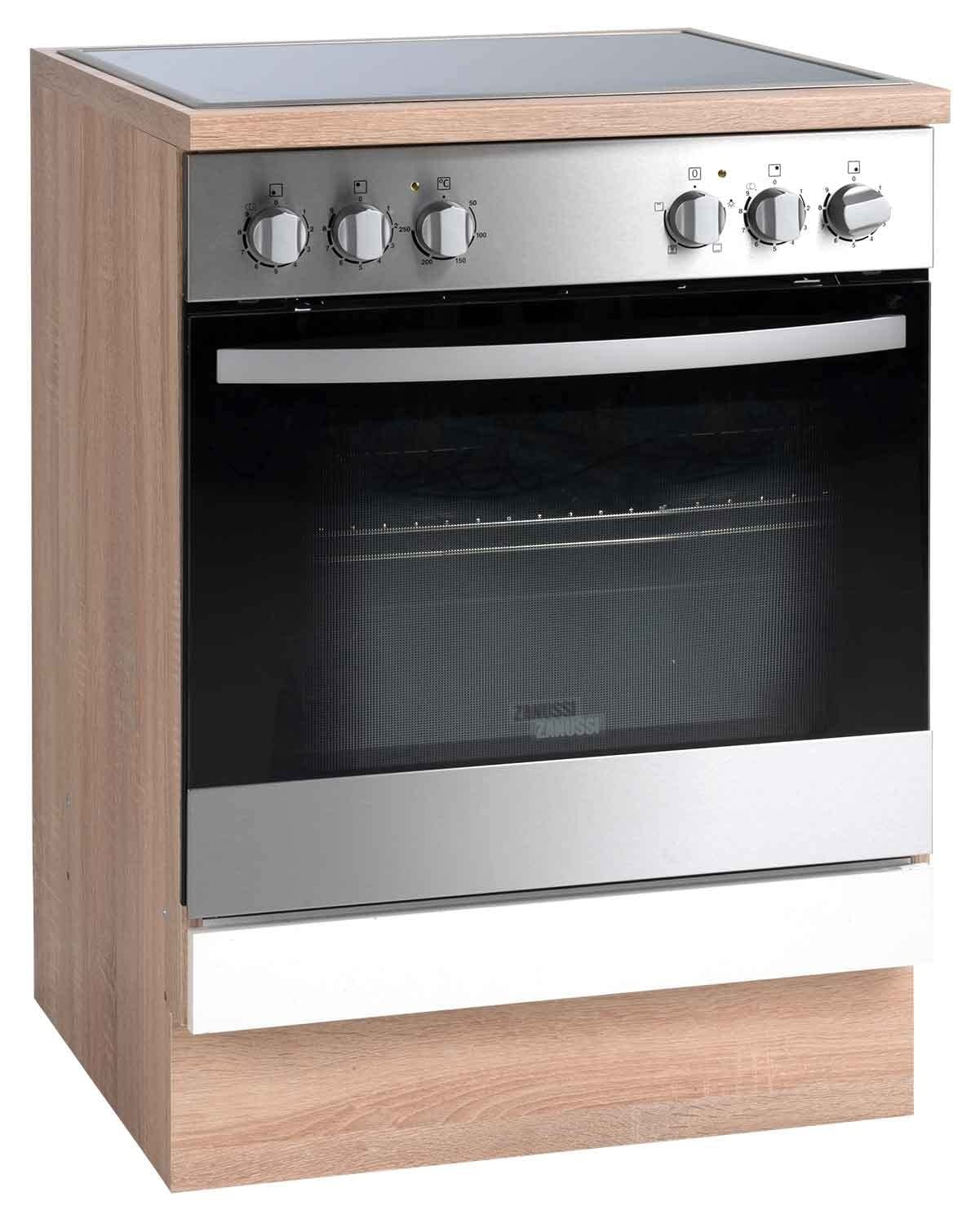 Herdumbauschrank - Eiche Sonoma Dekor - Weiß - B 60 x H 85 x T 60 cm - Einbauschrank Küchenschrank