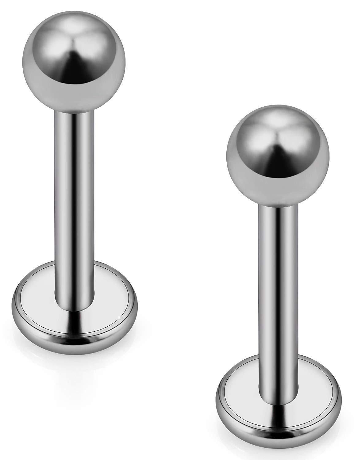 FECTAS 2uds Titanio 16G cartílago Tragus Helix Bar Labio Labret Monroe Medusa Anillos Tachuelas Piercing 6/8/10/12mm