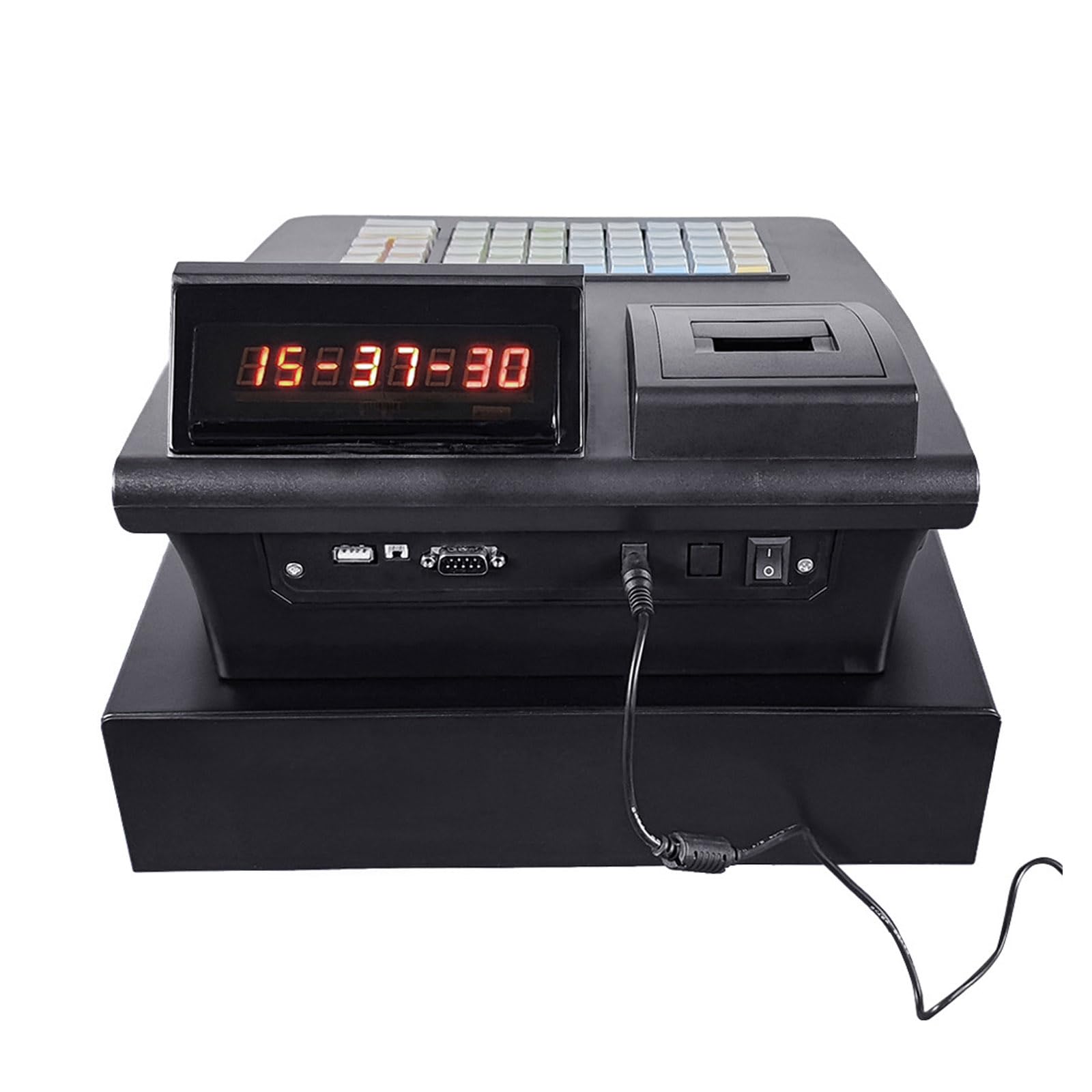 Elektroniczna kasa fiskalna z 48 klawiszami, z 8 cyfrowymi wyświetlaczami, drukarka termiczna 58 mm, system angielski, dla małych firm, handlu detalicznego, restauracji (bez szuflady na gotówkę)