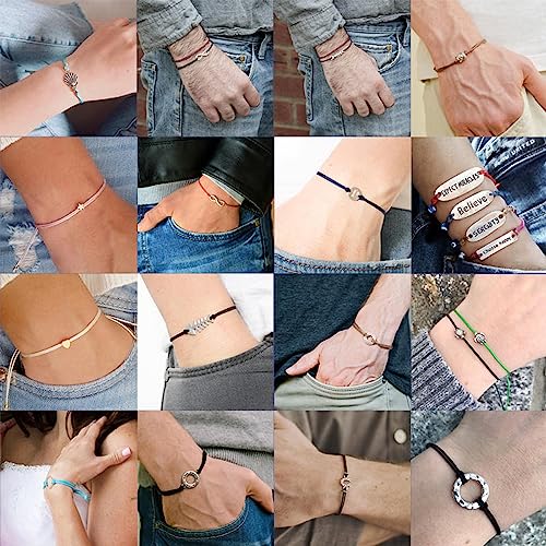 Image of Friendship Charm Adjustable Bracelets with Message Card (Set of 5); Perfect Jewelry Gift for Friends & Family