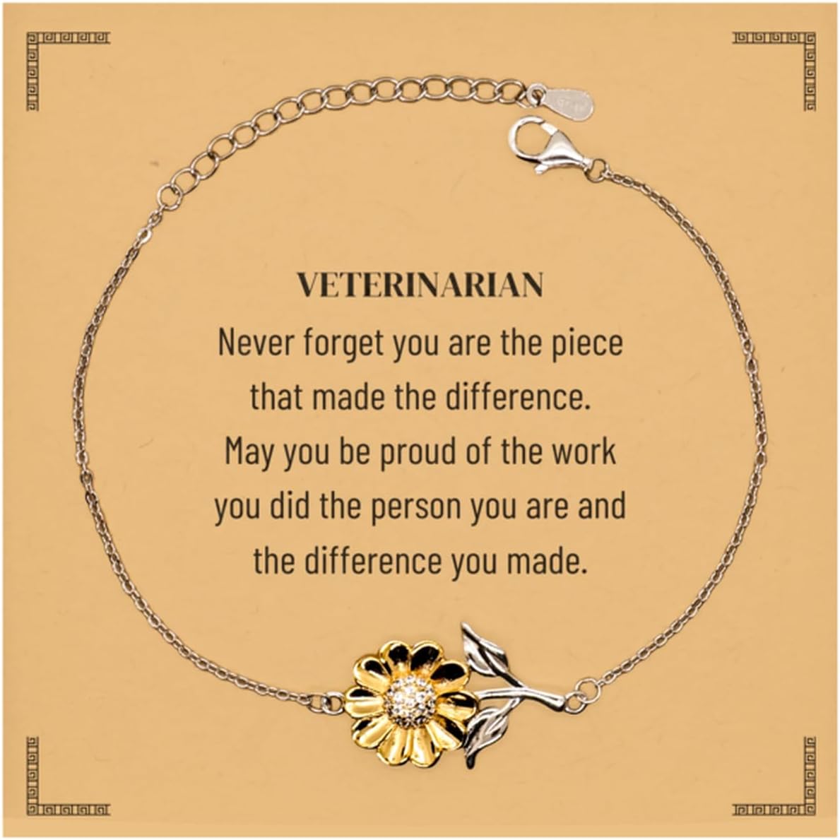 Keepsake Veterinarian Leaving Gifts, Sunflower Bracelet for Veterinarian Appreciation Gifts, Veterinarian Never forget you are the piece that made the difference, Graduation Birthday Christmas Id