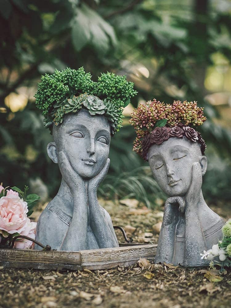 Kreatywna statuetka ogrodowa, portret, retro, na zewnątrz, bogini, dekoracja doniczkowa (rozmiar: S)