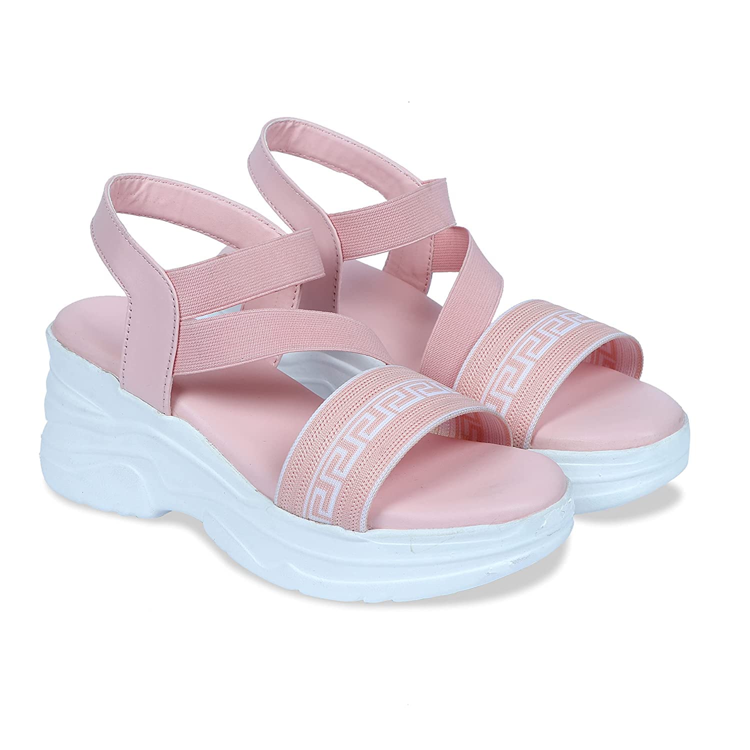 ArranQue Stylish Fashion Wedges Criss Cross Sandal For Women Lightweight Comfortable & Trendy Soft Footbed Strep Sandal For Working All Day Wear (Pink Size 36, UK3) (B0C6QNDB5P) Amazon Price History, Amazon Price Tracker