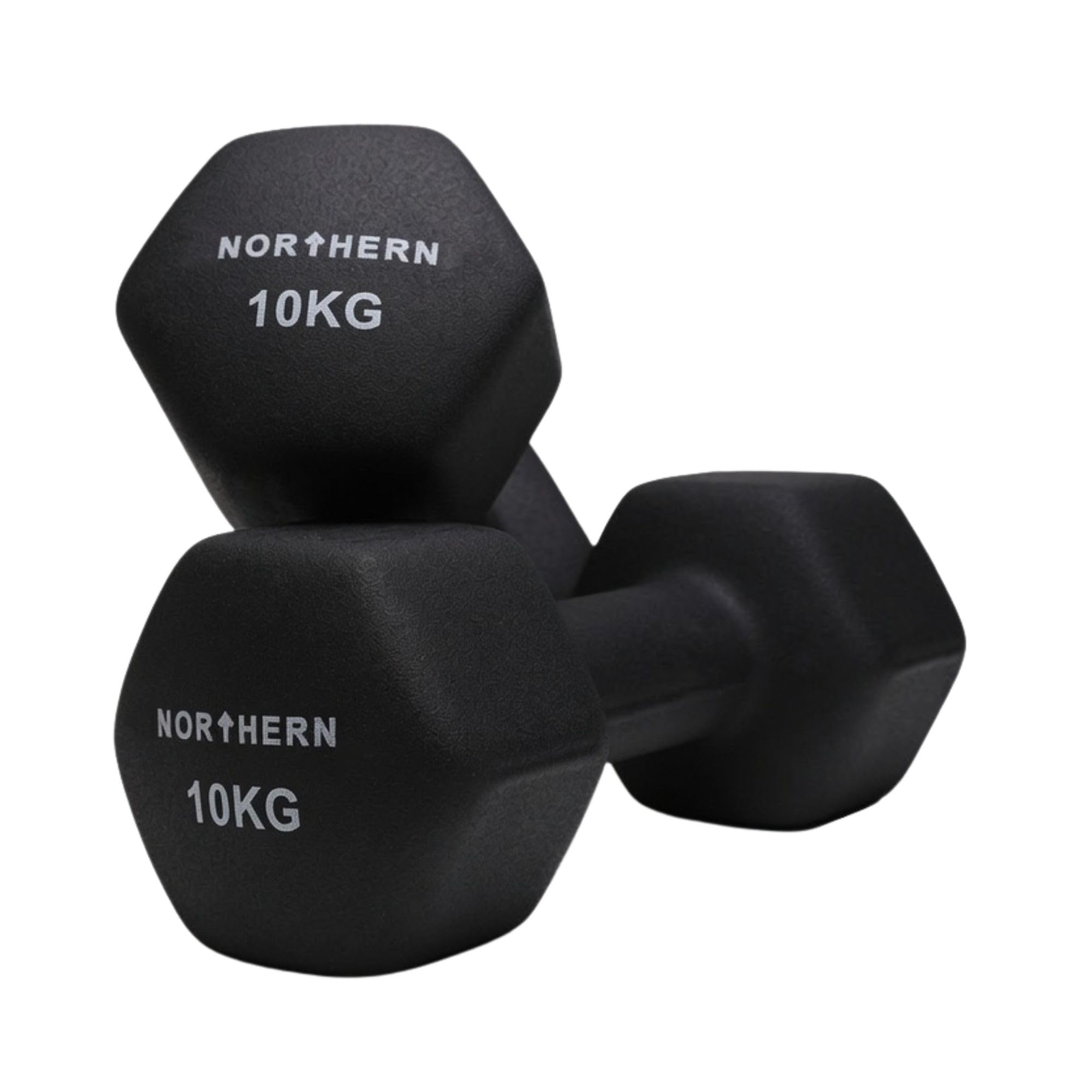 NORTHERN Neoprene Hex Dumbbell Pair for Home Gym, Anti-Roll Non-Slip Weights for Aerobic Exercise, Strength Training, Pilates, Muscle Toning, Physiotherapy & Fitness Workouts (10kg Pair)