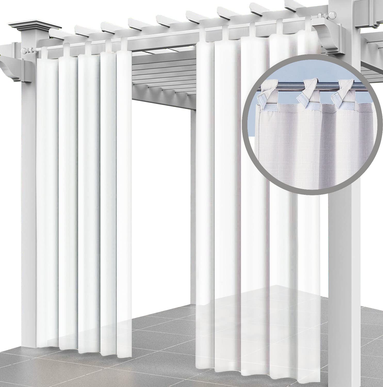 Ferocity Tenda per Esterni Impermeabile Set 2X 220 x 155 cm Impermeabile per Patio Portico Anteriore pergola per Giardino Cortile Balcone (2 Pezzi) Bianca FIRAN [129]