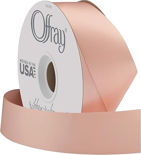 Miniatura 2 de Berwick Offray Cinta de satén de doble cara de 1.5in de ancho, rosa melocotón pálido, 50 yardas