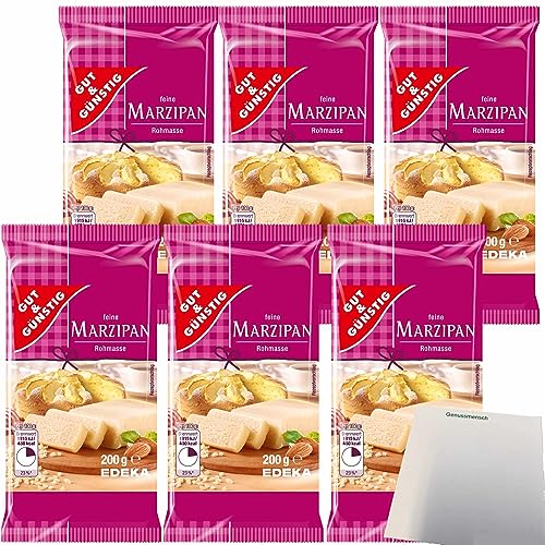 Gut&Günstig Marzipanrohmasse zum Backen und Naschen 6er Pack (6x200g Packung) + usy Block