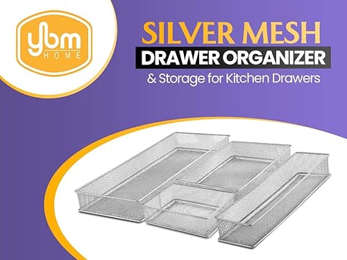 Miniatura 3 de YBM HOME Organizador de cajones de malla plateada y almacenamiento para cajones de cocina, sirve como soporte de suministros escolares, cesta