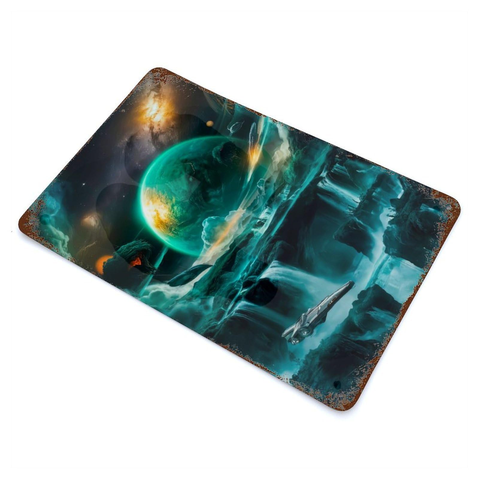 Cosmic Waterfalls Decorative Tin Sign 11.8"x7.9", Ideal for Garage, Bar And Workshop Decor