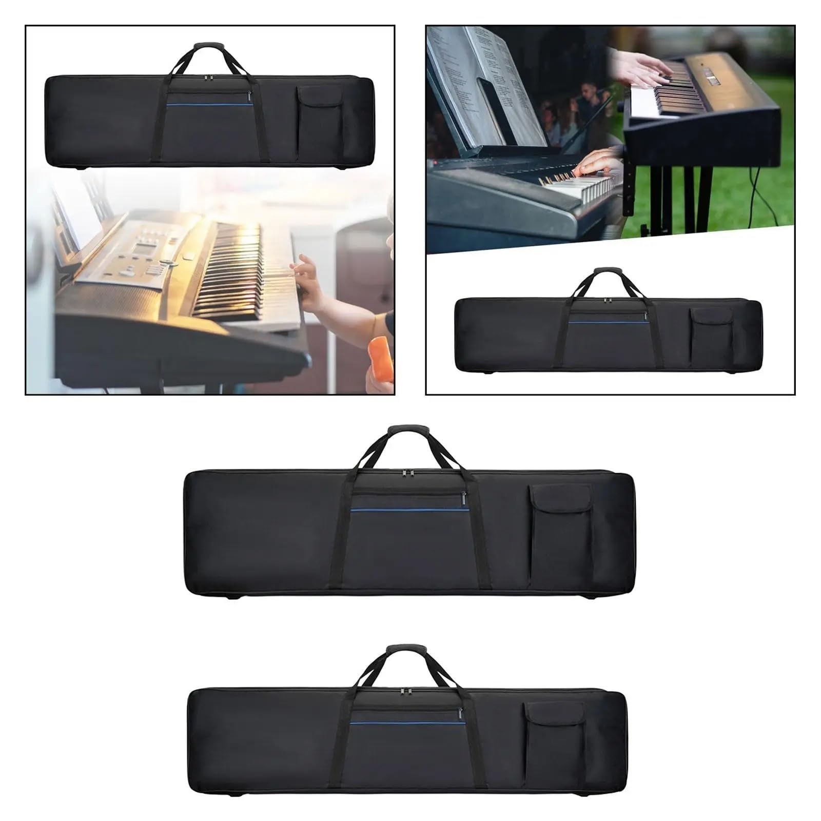 Housse de transport pour clavier Étui de protection épais for piano électrique avec sangles sac à dos, transport for clavier 88 touches, for école, studio musique, voyage, concert(140cmx44cmx17cm)