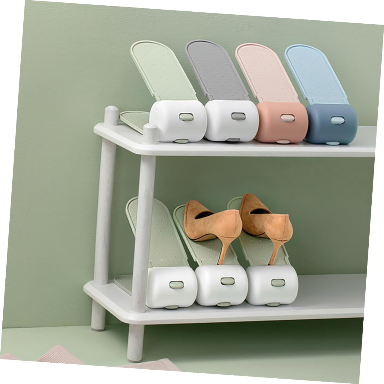 Happyyami 4pcs Organizer Rack Shoes Slots Multi-purpose Slippers and Shoes Holder Space Saving