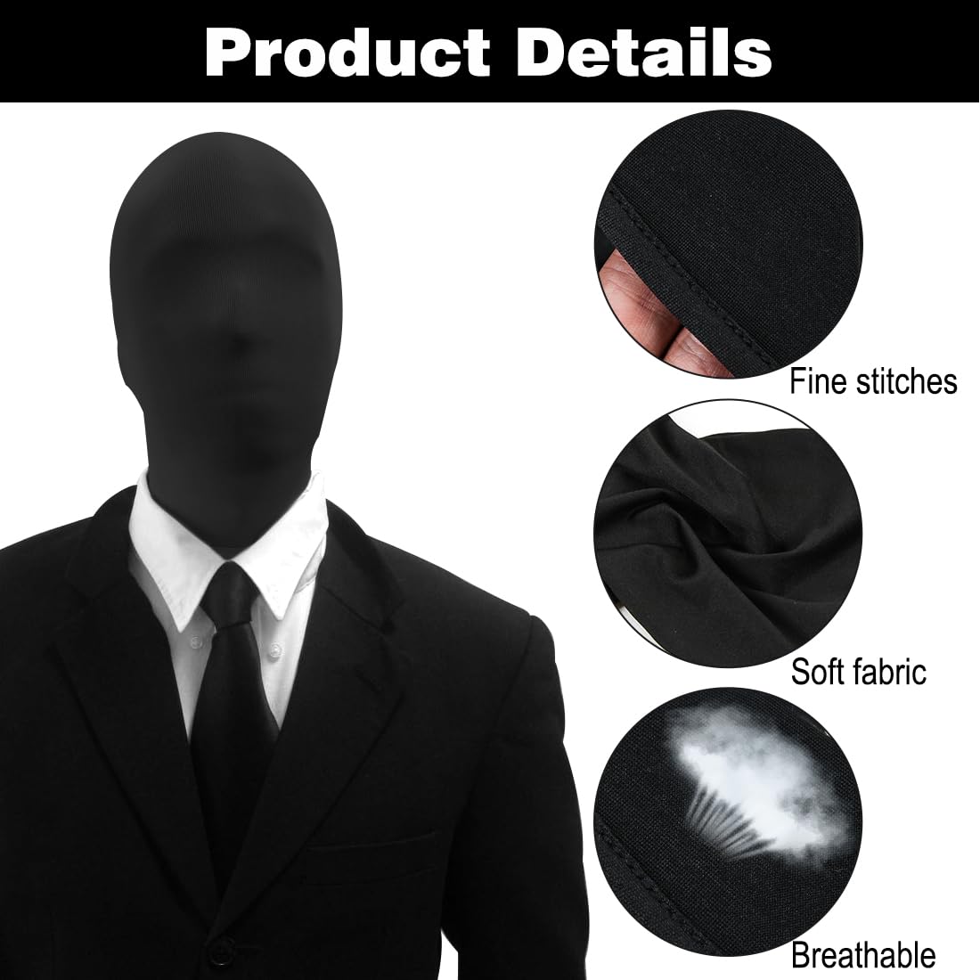 GOUYENG Masque Intégral,4 Pièces Masque Sans Visage Unisexe