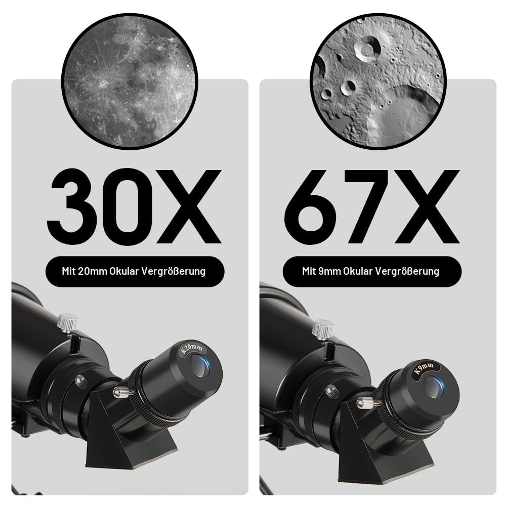 Teleskop für Erwachsene, 90 mm Blende, 600 mm Refraktor-Teleskop für Kinder und Anfänger, Teleskope für Erwachsene, Astronomie mit Handtasche und Handy-Adapter