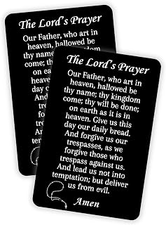Lashicorn The Lord’s Prayer Catholic Black Engraved Wallet Cards 1pk 2x3.5” Stainless Steel 0.5mm Catechism Gift Deacon Elders Confirmation
