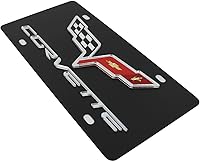 Vista 3 de Chevrolet Corvette C6 placa de licencia en acero negro