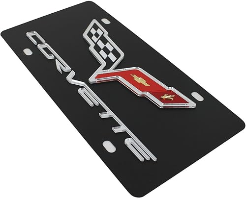 Miniatura 3 de Chevrolet Corvette C6placa de licencia en acero negro