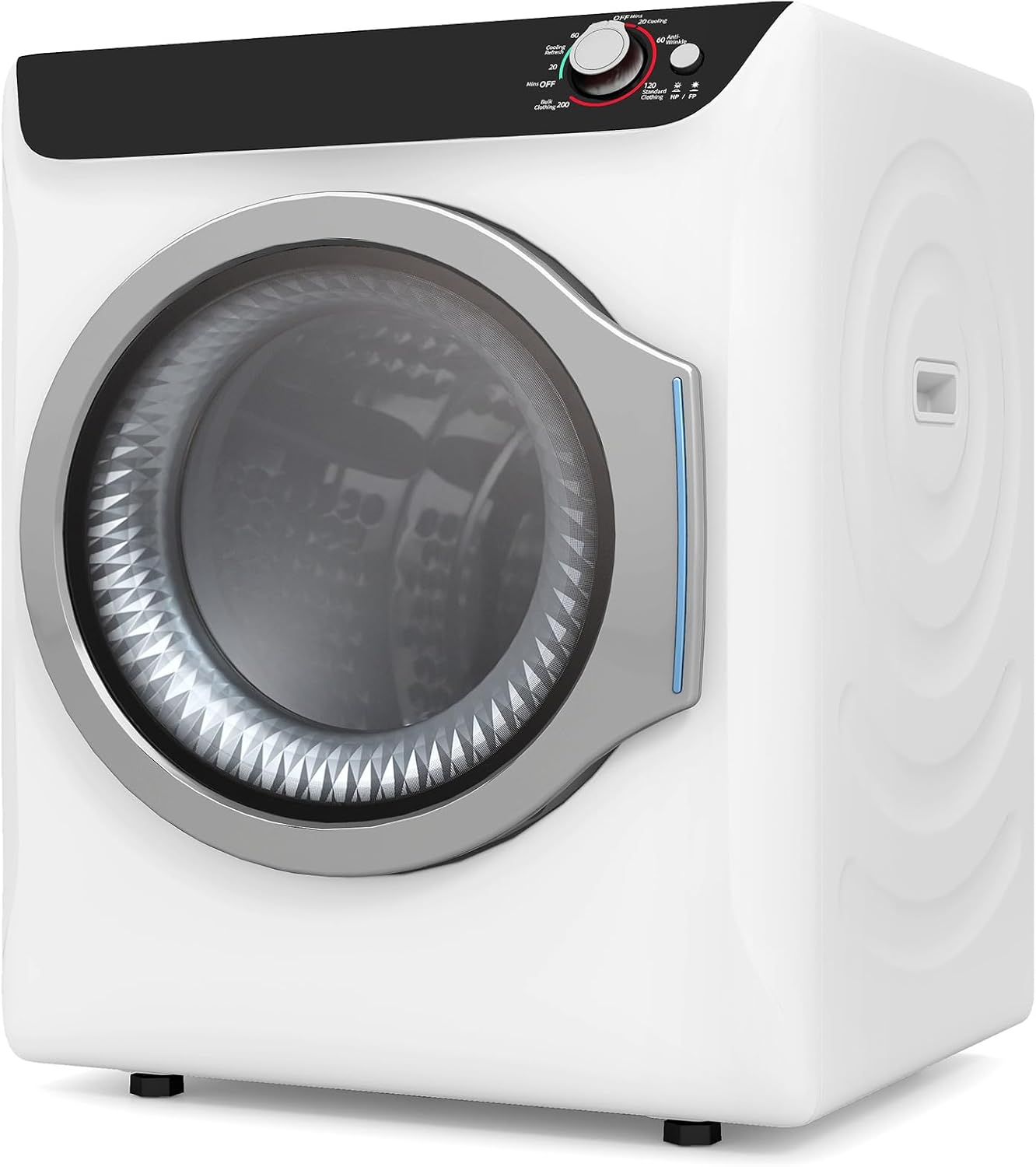 Zynkez 2.5 Cu.Ft Portable Clothes Dryer, 1400W Compact Electric Dryer with Stainless Steel Tub, Front Load Tumble, 5 Modes, Portable Dryers for Laundry, Apartments, Dorms, RVs, White