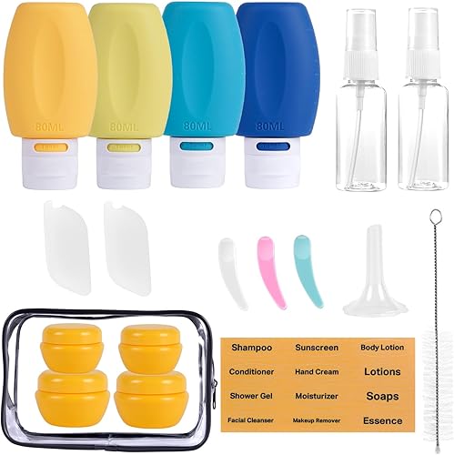 Miniatura 6 de JaneJu - Botellas de viaje para artículos de tocador, aprobadas por la TSA, paquete de 4 recipientes de tamaño de viaje, recargables a prueba de