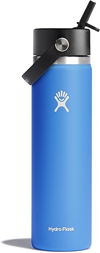 Miniatura 101 de Hydro Flask Botella de agua – Acero inoxidable aislado – Tapa flexible con popote de boca ancha, antiderrames, a prueba de fugas y recargable en 32