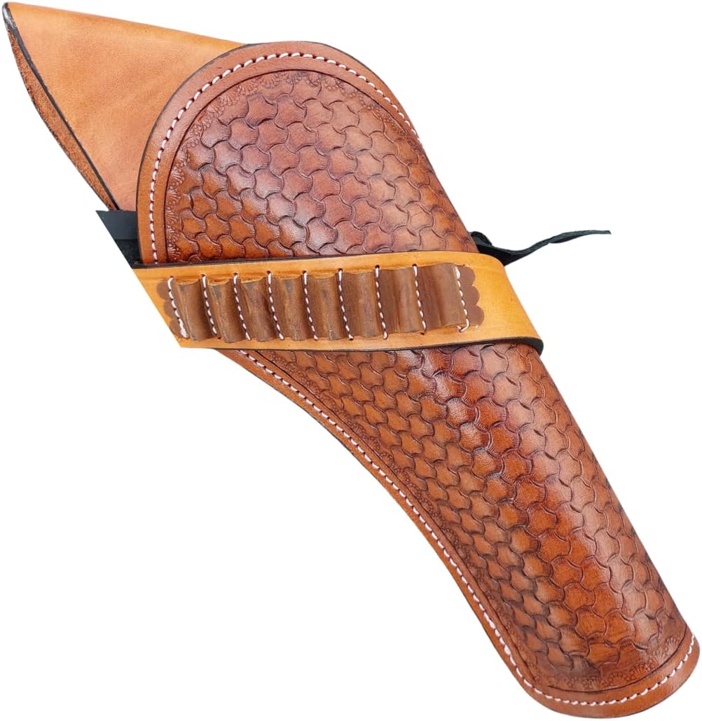 Western Gun Holster .22 .38/.357 .44/.45 Cal – Cross Draw – Handmade Full Grain Leather – Fits 4" to 6.5" Barrel Revolvers – Compatible with Heritage Rough Rider Colt Uberti Blackhawk