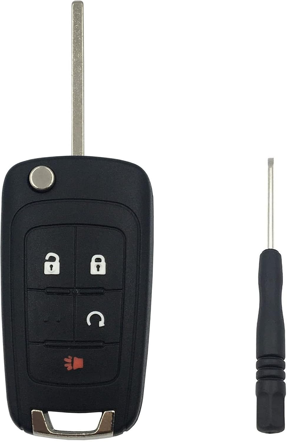 Flip Folding Remote Car Key Fob Cover Case fit for Chevy Equinox Malibu Cruze Camaro Sonic GMC Terrain Keyless Entry Key Fob Shell (4 Buttons-C) image 2