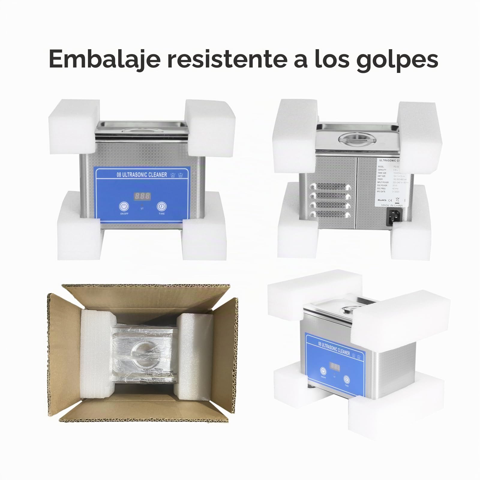 Limpiador Ultrasónico 800ML, 35W Limpiador Ultrasónico Profesional de Acero Inoxidable, Máquina de Limpieza Ultrasónica, con 10 Tabletas de Limpieza, Pantalla LED, para Joyas, Reloj, Gafas