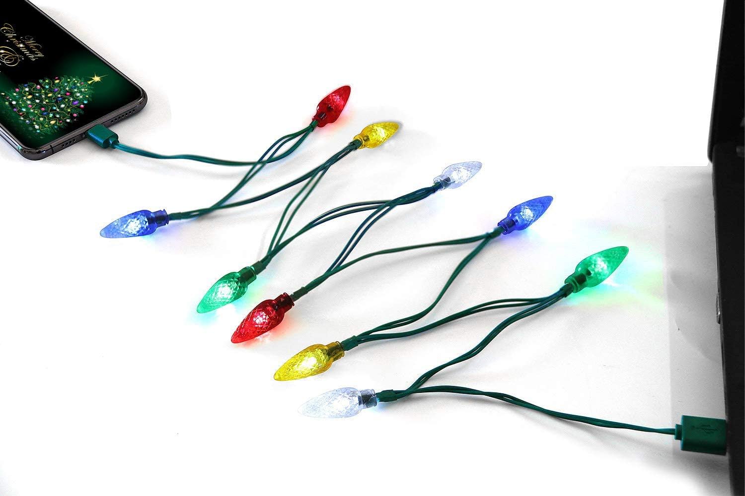 Fotbor LED Christmas Light USB C Cable, USB and Bulb Type C Charging Cable 50Inch 10LED Compatible with Samsung Galaxy S21 Ultra/S20/ S10/ S10E/ S9/ S8 Plus A51 Note 20 10 LG Stylo 6 iPad Pro 11/12.9