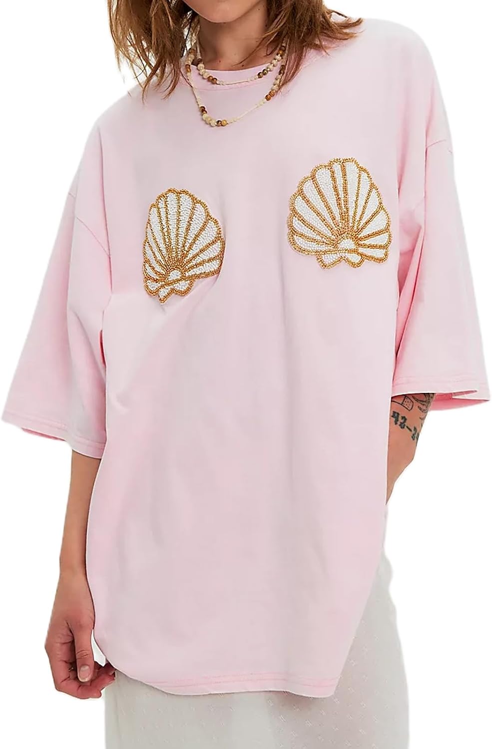 Womens Oversized Vintage Flower Graphic Tees Tops Y2k California Aesthetic Baggy T-Shirts Fruit Coastal Summer