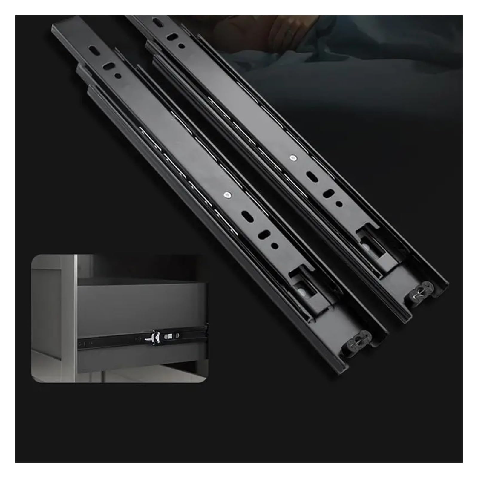 Guías para cajones con cojinetes de bolas montados 1 Par De Guías Cajón Extensión Completa Silenciosas Y Resistentes For Taller Muebles(18inch)