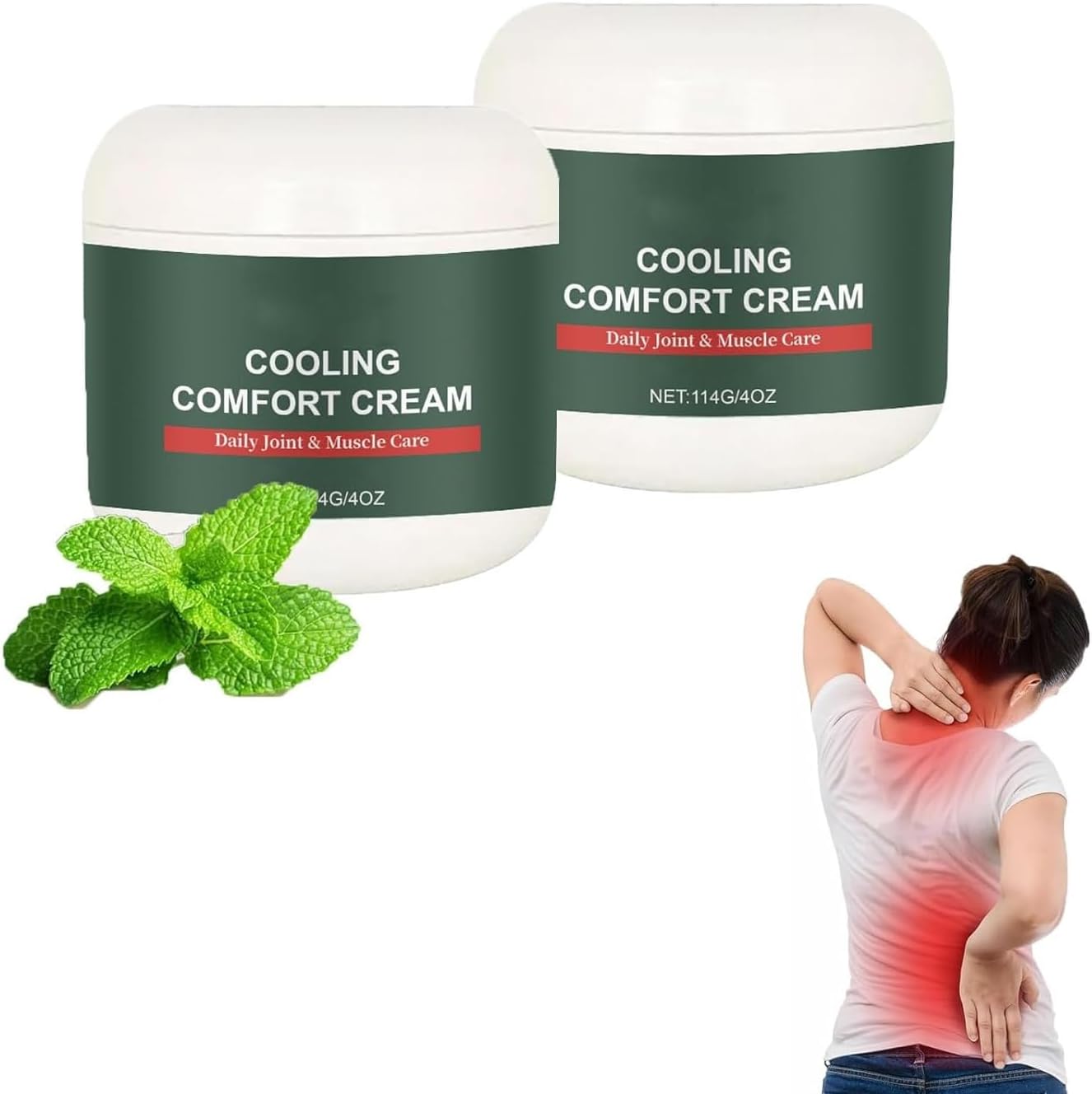Cooling Comfort Relief Cream Moisturizers, Instant Cooling Gel for Soothing Muscles, Herbal Soothing Ointment for Muscle, Head, Lumbar, Neck, Hands and Feet, Suitable for All Skin (2)