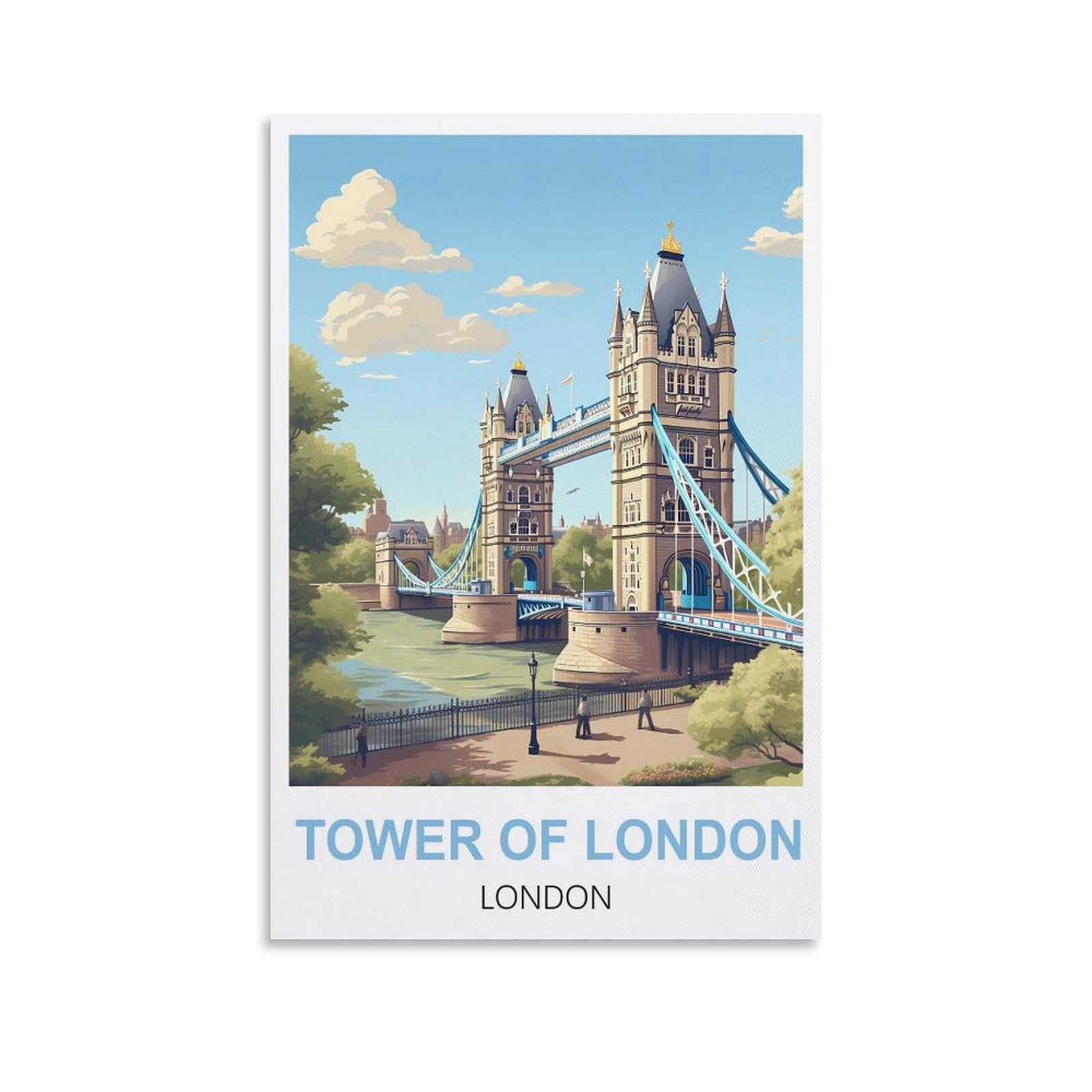 Wgmdoee Unframe-Style Tower Of London London Vintage Travel Poster 08X12inch(20X30cm) Canvas Poster Living Room Wall Art Home Decor