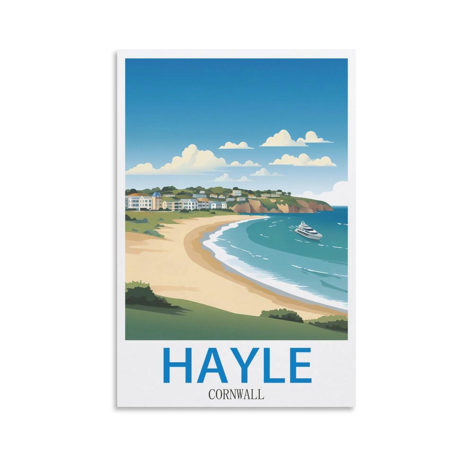 Fzyuen Unframe-Style Hayle Cornwall Vintage Travel Poster 08X12inch(20X30cm) Canvas Wall Art Prints For Wall Decor Room Decor Bedroom Decor