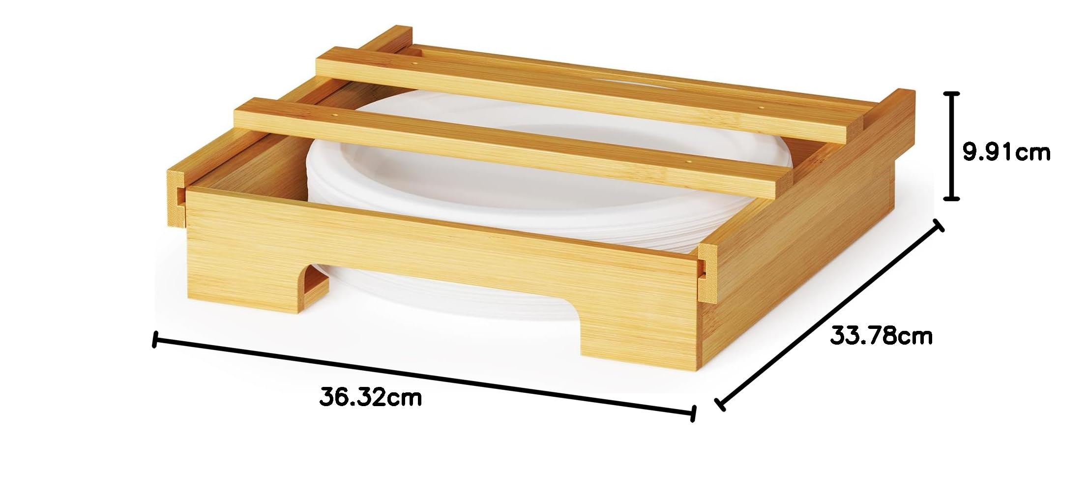 SpaceAid Dispensador de Platos de Papel de 12 Pulgadas, Soporte de Platos de bambú para Debajo del gabinete, Soporte Vertical para encimera de Cocina, Organizador de encimera (para Platos de 12