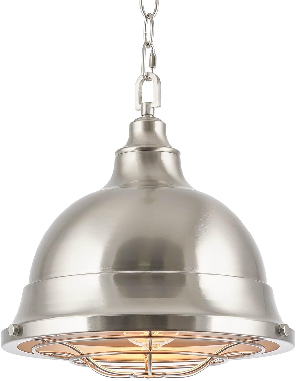 Kira Home Liberty 13" Modern Industrial Pendant Light + Metal Cage Shade, Adjustable Hanging Height, Brushed Nickel Finish