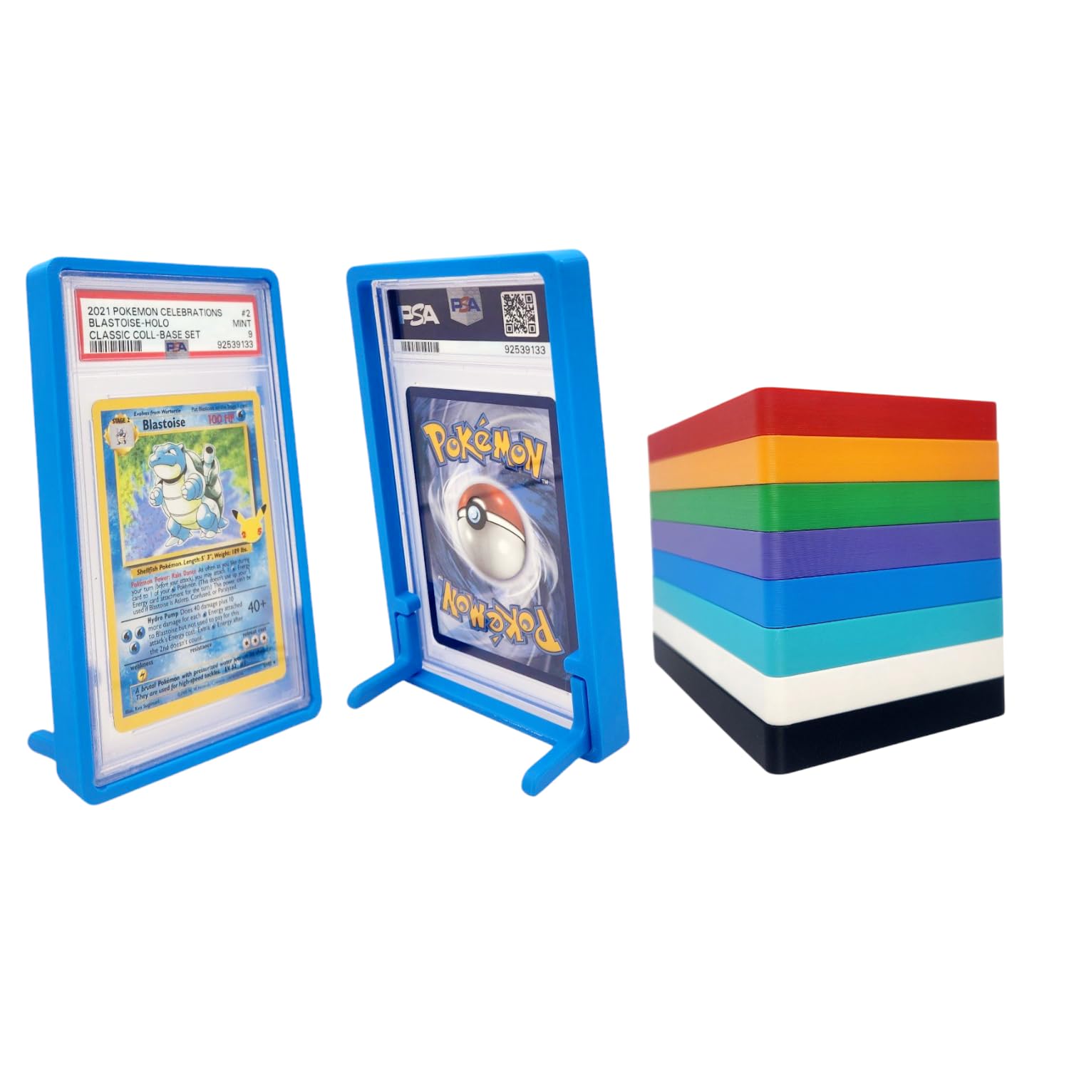 Safeguard TCG Solutions PSA Graded Trading Card Frame Kickstand Display Slab Bumper with Folding Legs | 1 Pack | Fits PSA Graded Cards (Blue)