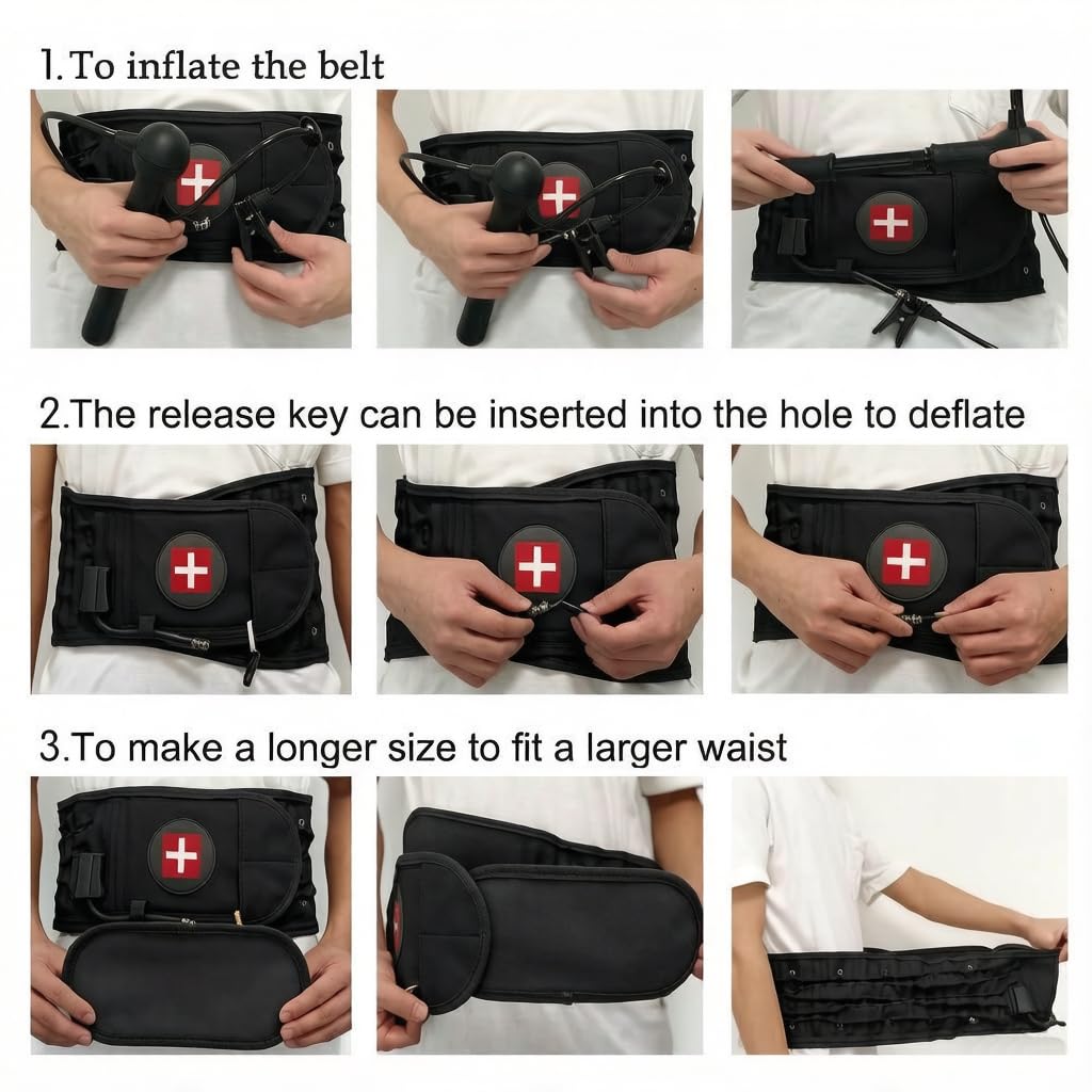 HEYOUTH Fascia Lombare Supporto Schiena,Cintura Posteriore di Decompressione Tutore gonfiabile,Busto Ortopedico Lombare,per Uomini e Donne,Regolabile,per Ernia Del Disco,Sciatica,vita 29-49" (Black)