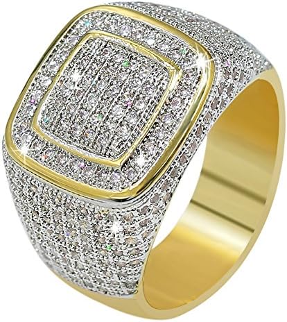 JINAO18K Gold Custer ICED OUT Lab Simulated Diamond Band Micropave Mens Bling Ring (11)