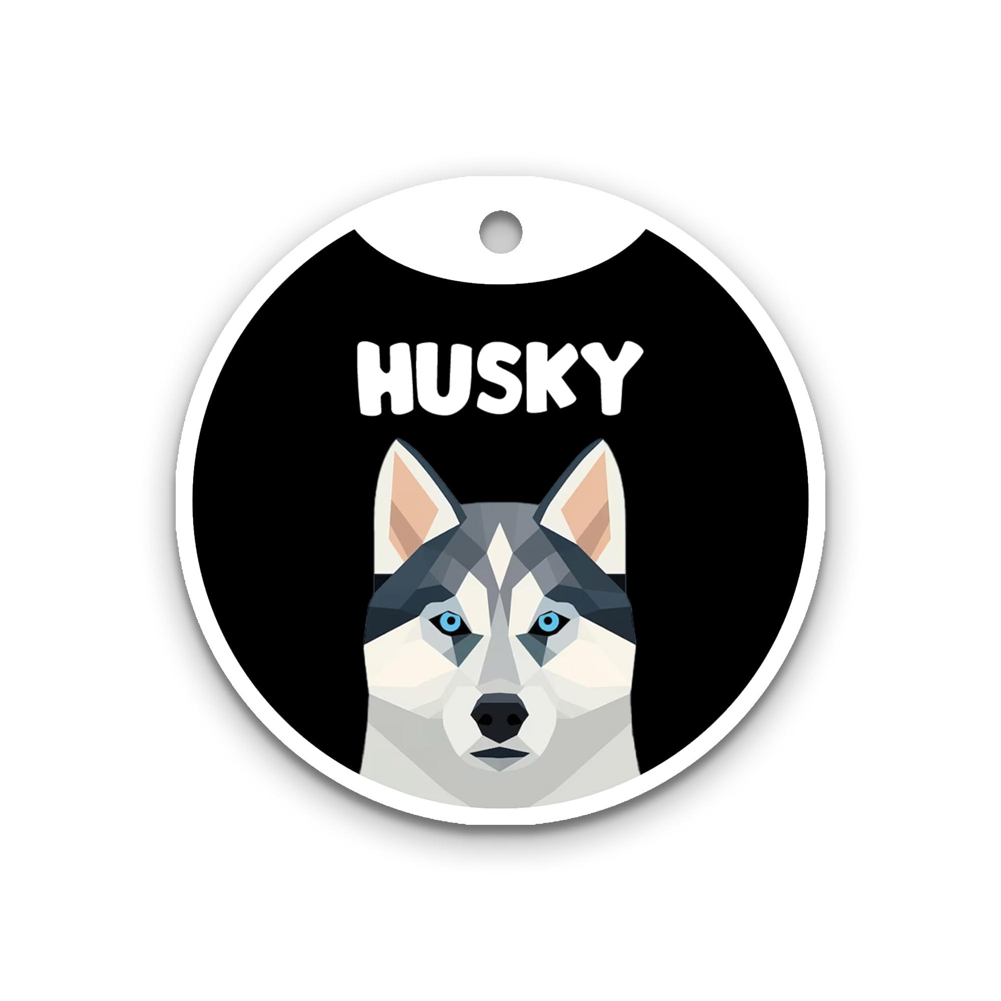 Pawsindia Personalized Dog Name Tag, Customized Pet ID Tag for Dogs with Double Side Waterproof Print, Siberian Husky-Black