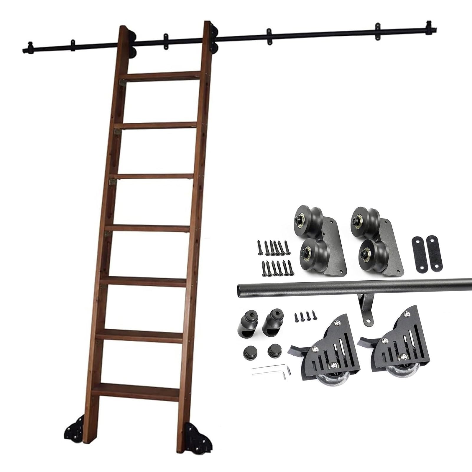 Kit de quincaillerie pour échelle coulissante de bibliothèque en acier noir de 732cm