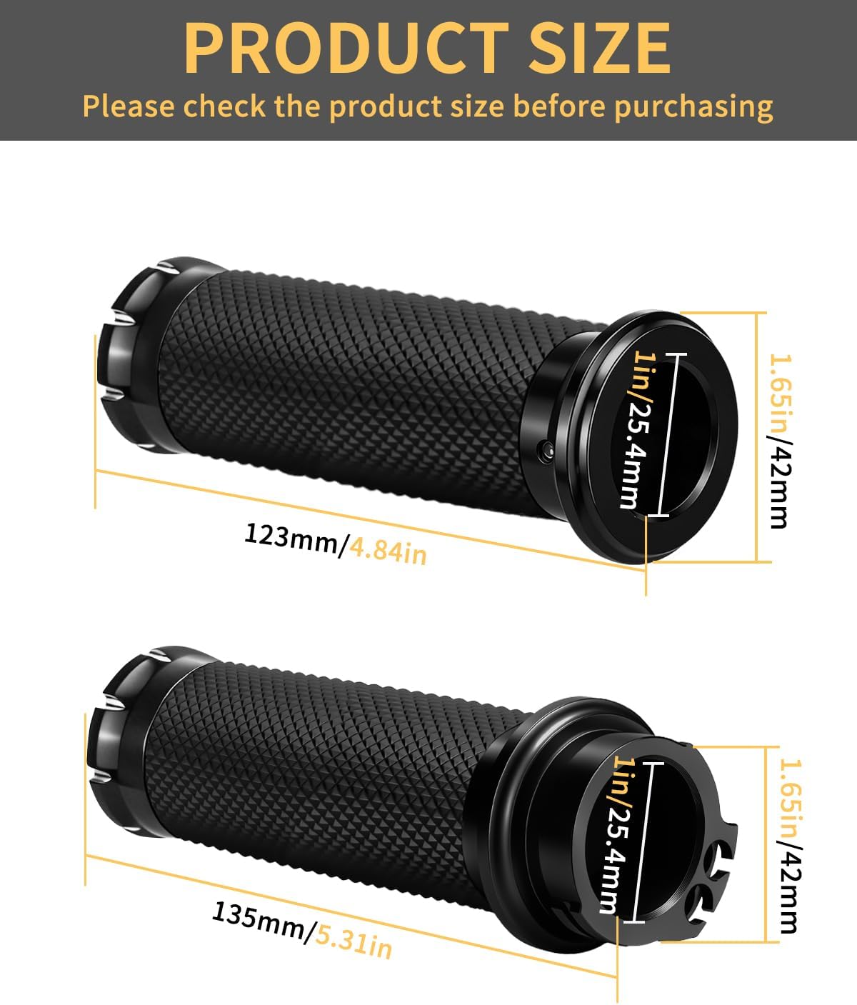 Hand Grips 1 Inch Motorcycle Handlebar Grips Cable Throttle Compatible for Honda Yamaha Suzuki Kawasaki Harley Davidson Sportster Touring Dyna Softail 883 1200 Black