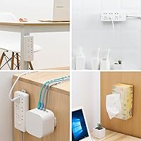Vista 3 de Fijador de Enchufe de Escritorio Autoadhesivo, Soporte de Enchufe Adhesivo Sin Perforaciones Organizador de Cables Protector de Sobretensiones Sin