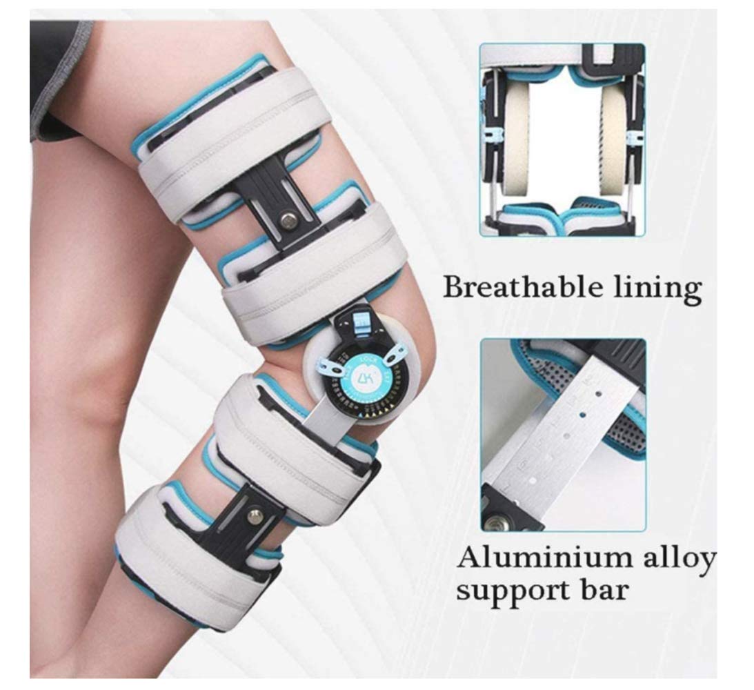 Ginocchiera Universale Incernierata Regolabile, Ortesi per Ginocchio Supporto Post-Operatorio per Infortunio Ginocchiera Incernierata Telescopica per Uomo Donna