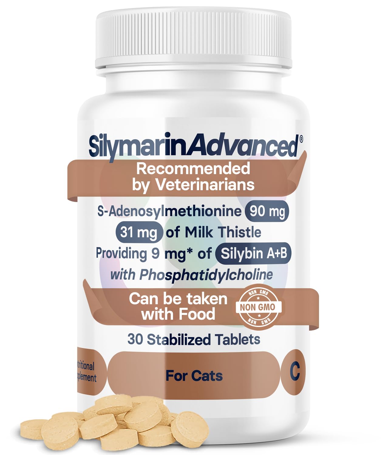Lebergesundheits-Supplement für Katzen – Mariendistel Supplement für die Leber-Detox – Katzen-Supplemente mit S-Adenosylmethionin (Same) und Silybin – 30 Tabletten